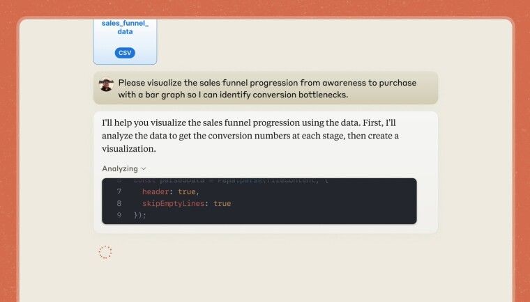 Claude AI 上线新工具：分析、可视化 CSV 文件中的数据