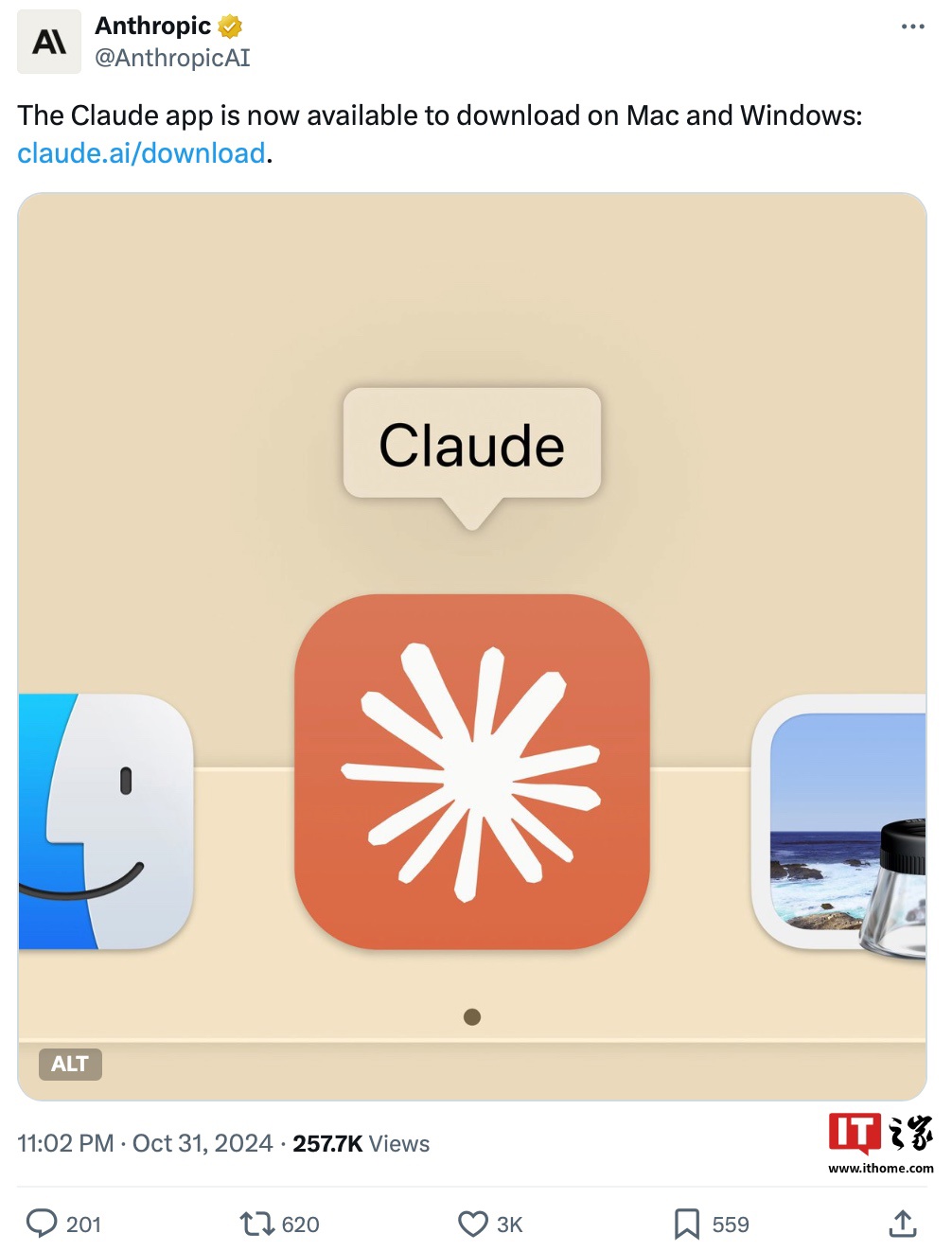 继 ChatGPT 后,Anthropic 旗下 Claude AI 推出桌面平台客户端 继 ChatGPT 后,Anthropic 旗下 Claude AI 推出桌面平台客户端