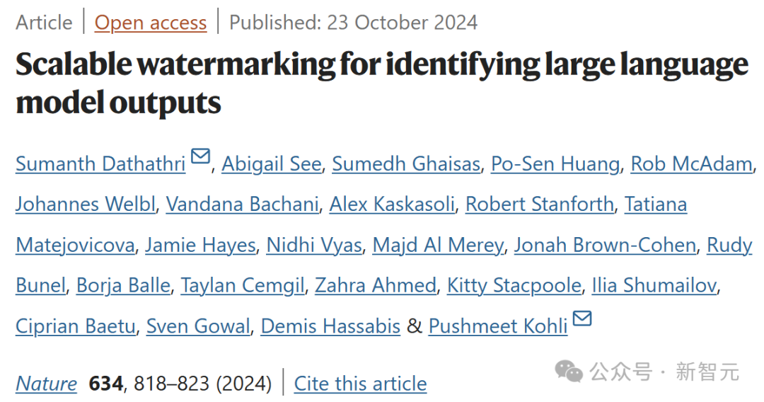 谷歌 DeepMind 研究再登 Nature 封面，隐形水印让 AI 无所遁形