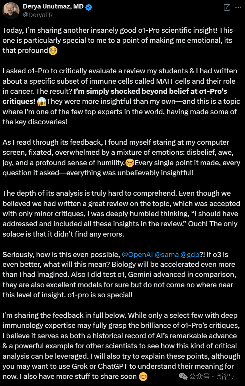 OpenAI o1 pro 深评博士医学论文,震惊顶尖免疫学家 OpenAI o1 pro 深评博士医学论文,震惊顶尖免疫学家
