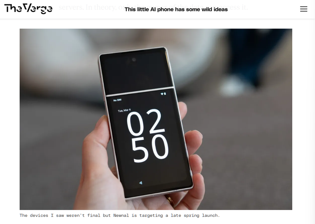 韩国 Newnal 公司推出独特形态“AI 手机”:上下双屏设计,顶屏内置专属数字化身 韩国 Newnal 公司推出独特形态“AI 手机”:上下双屏设计,顶屏内置专属数字化身