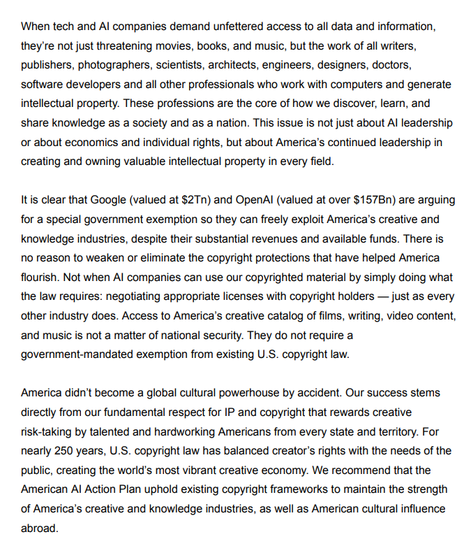 超 400 位明星签署联名信：反对 OpenAI 和谷歌随意使用版权内容训练 AI