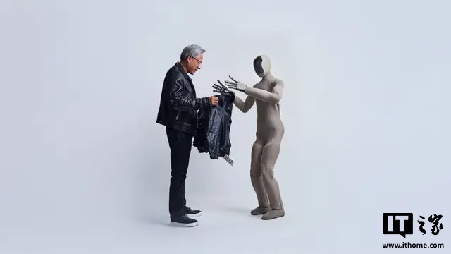 人形机器人给黄仁勋递上皮衣，1X、英伟达联手搞事情
