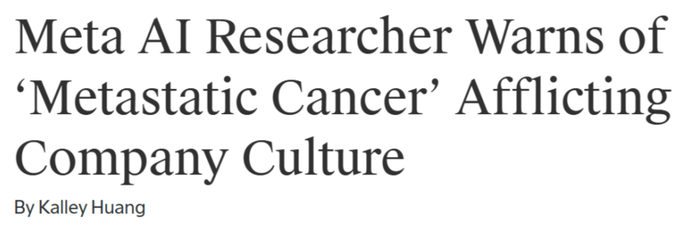Meta离职大牛千字怒揭“黑幕”:内斗、抢功、末位裁员,全是毒瘤 Meta 离职大牛千字怒揭“黑幕”:内斗、抢功、末位裁员,全是毒瘤