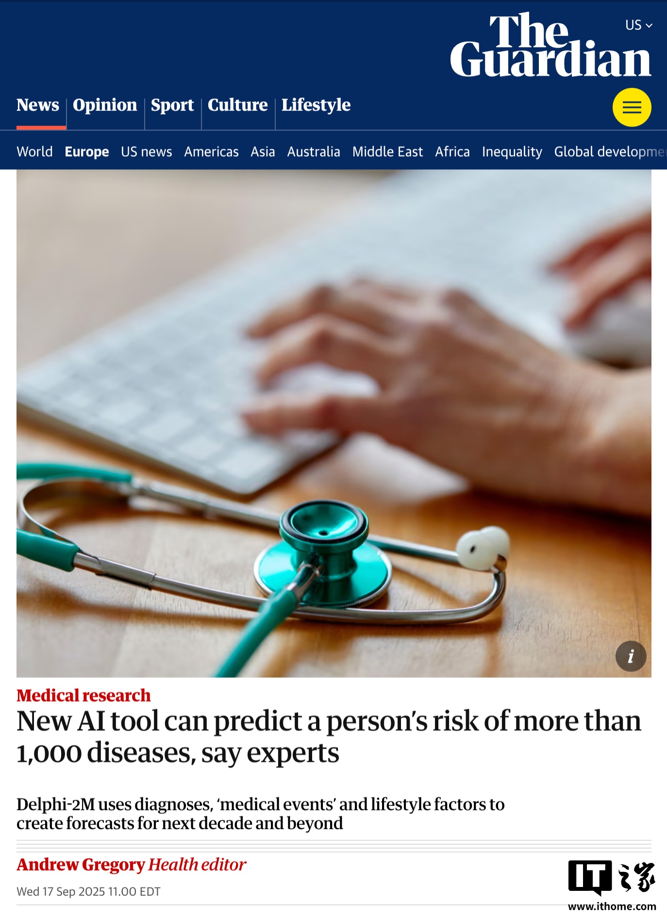 德国癌症研究中心等机构开发新型 AI 工具，可预测超 1000 种疾病风险